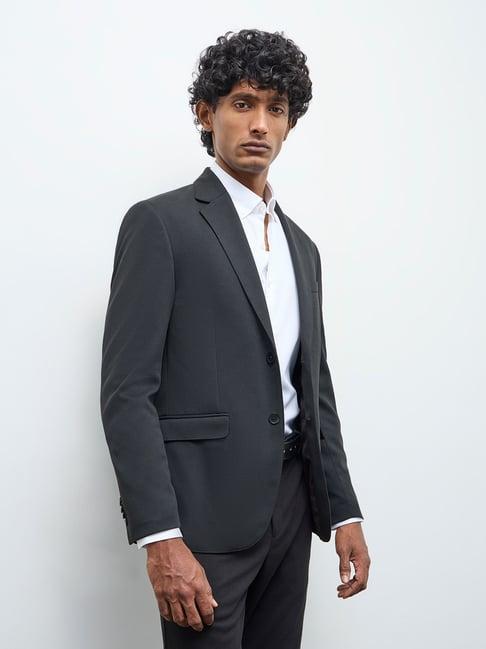 WES Formals by Westside Black Solid Slim-Fit Blazer