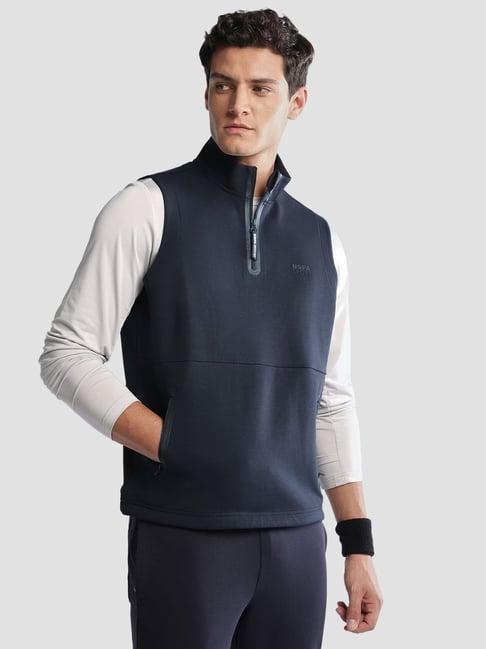 U.S. Polo Assn. Men's Blue Regular Fit Solid Sleeveless Sweatshirt