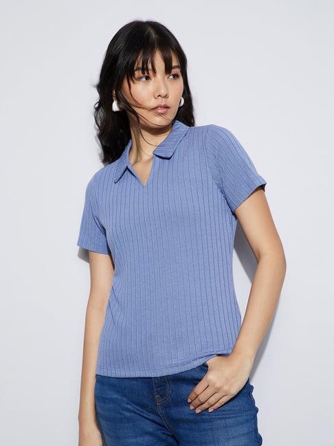 Fame Forever By Lifestyle Blue Regular Fit Polo T-Shirt