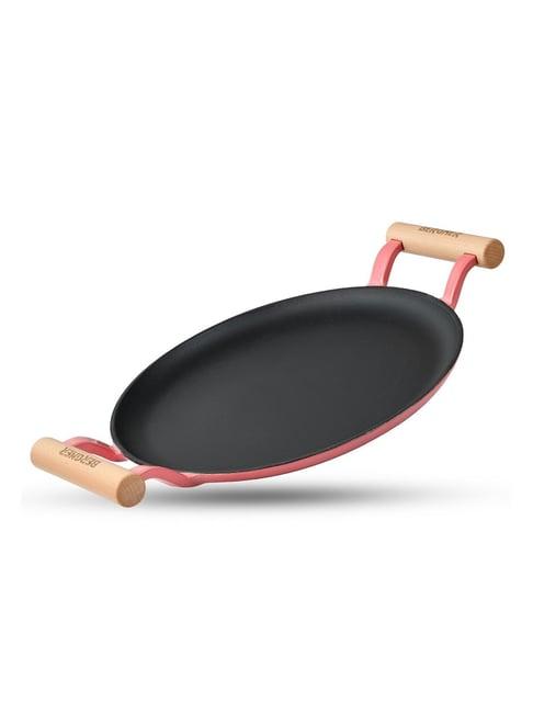 Bergner Pink Excalibur Light Cast Iron Dosa Tawa 30cm with Double Sided Handle - Induction Bottom