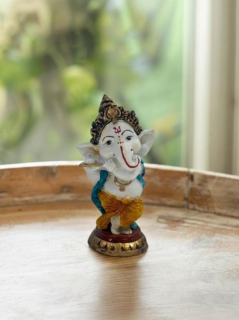 Exclusivelane Multicolor Resin Hand Painted Ganesha Idol