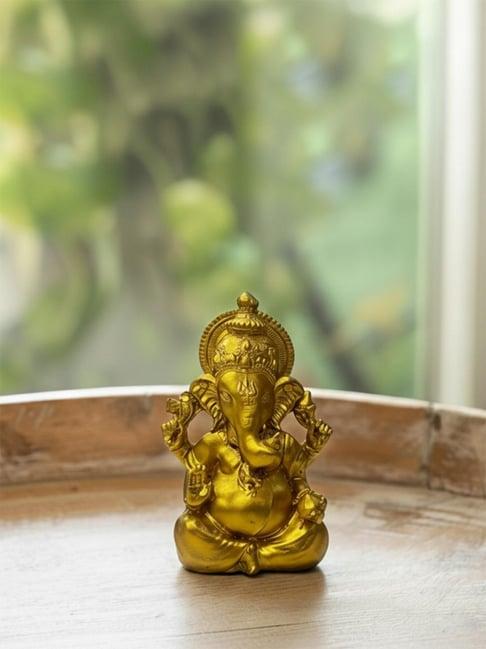 Exclusivelane Golden Resin Textured Ganesha Idol