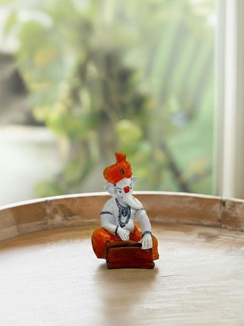 Exclusivelane Multicolor Resin Hand Painted Ganesha Idol