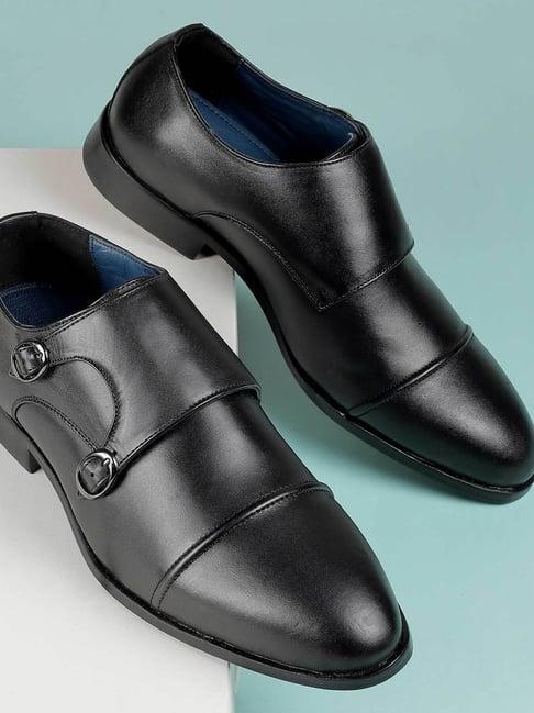 Mochi Men's Black Monk Shoes