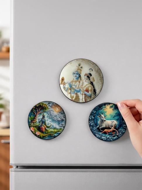 ExclusiveLane Multicolor Iron Printed Fridge Magnets - Set of 3