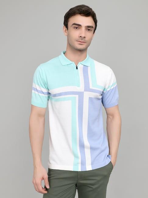 Monte Carlo Men's Smart Fit Polo Neck Striped Half Sleeve T-Shirt
