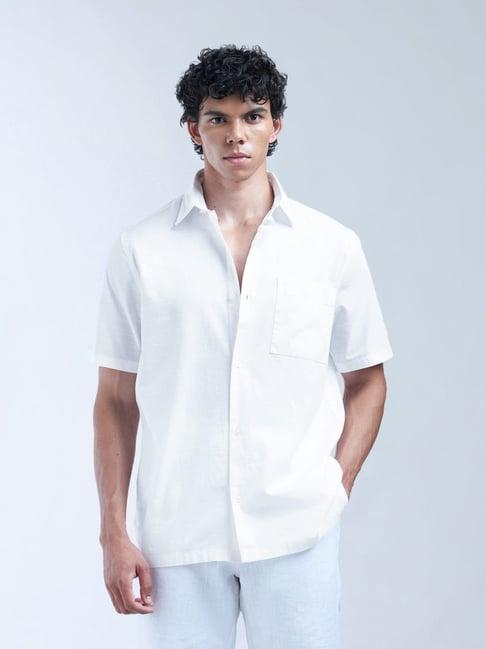 Flying Machine White Cotton Regular  Shirt