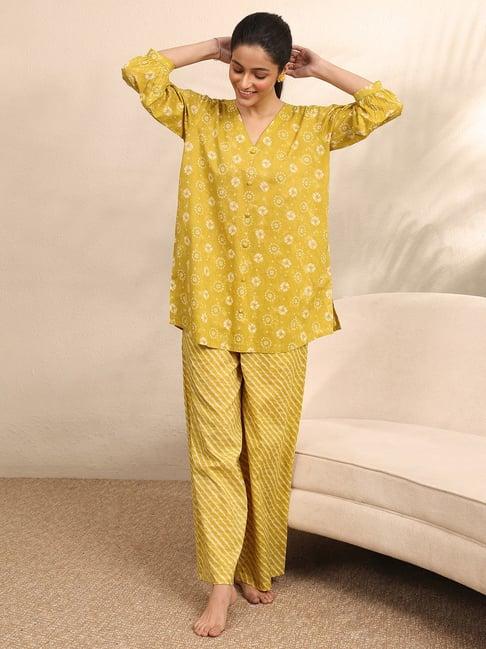 Libas Yellow Printed Night Suit
