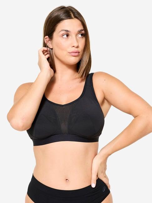 Women Smoked Black High Support Adjustable Running Sports Bra