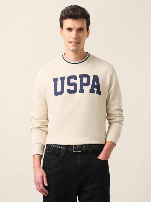U.S. Polo Assn. Beige Cotton Regular Fit Printed Sweatshirt