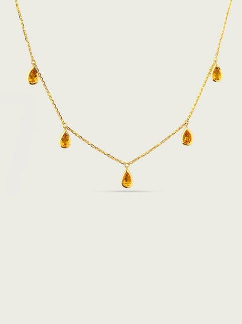 Mia By Tanish 9k (375) Yellow Gold Warm Radiant Dark Citrine Necklace for Women