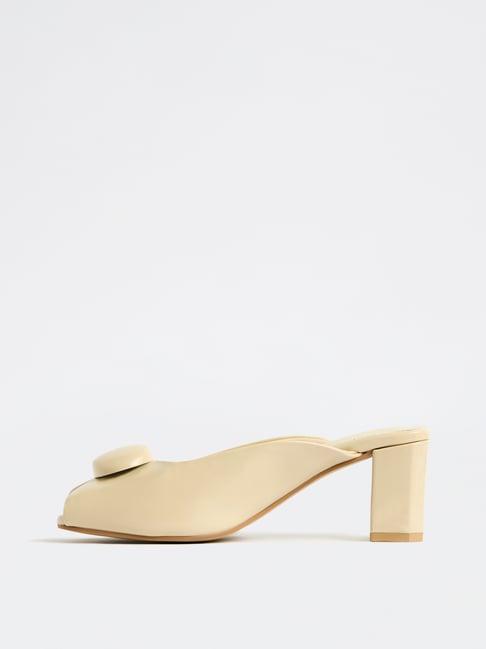LUNA BLU by Westside Cream Block Heel Sandals