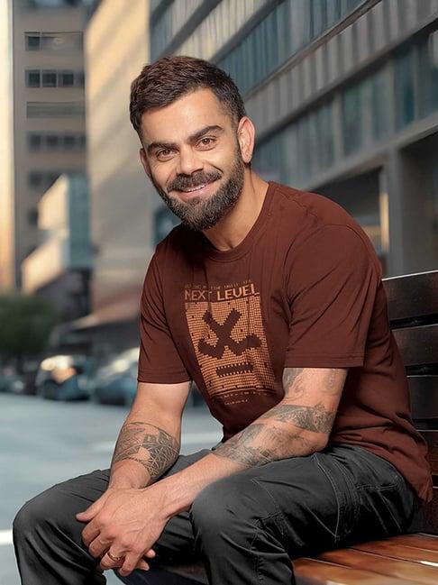 WROGN Mens Brown Slim Printed T Shirt