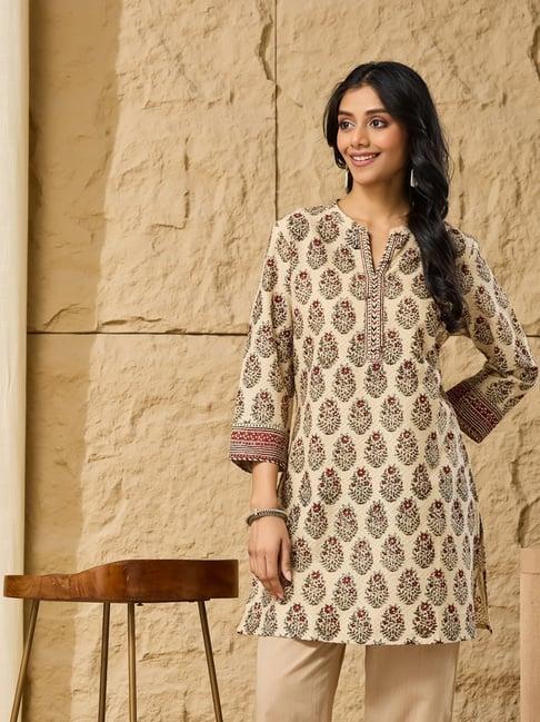 Fabindia Multicolor Cotton Printed Short Kurta