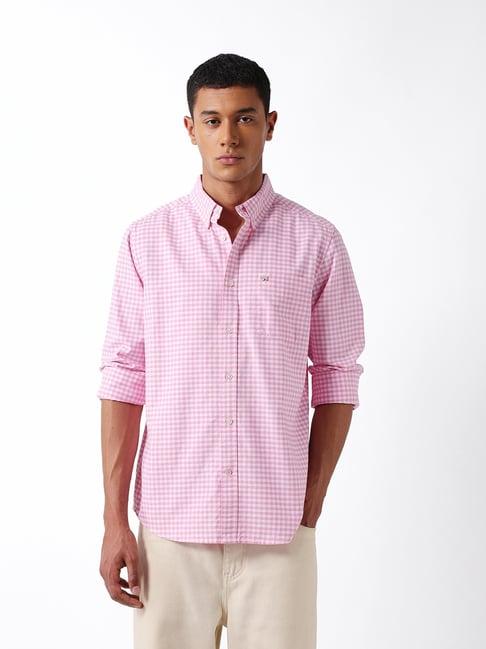 The Bear House Pink Cotton Regular Fit Shirt