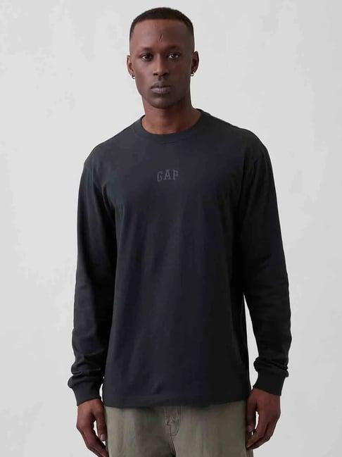 GAP Black Cotton Regular Fit T-Shirt