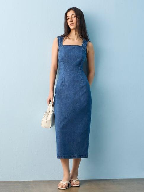 Nuon by Westside Blue Denim Straight Dress