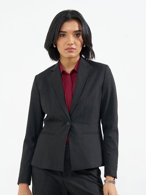 Annabelle By Pantaloons Jet Black Regular Fit Blazer
