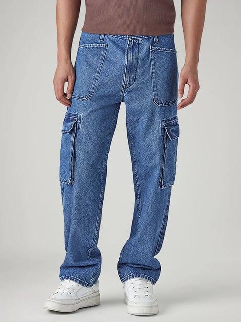 Levi's Men's 568 Blue Loose Fit Mid Rise Cargos