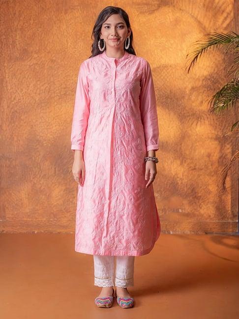 Juniper Women's Peach Flared Fit Printed Kurta
