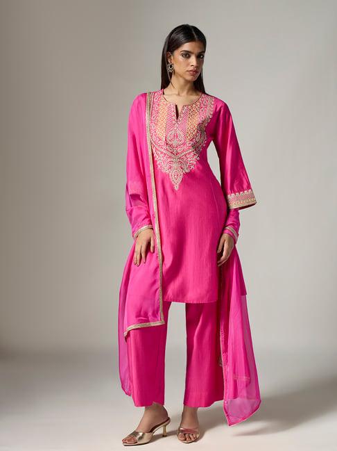 Vark by Westside Fuchsia Embellished A-Line Ethnic Set