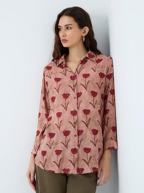 Utsa by Westside Dusty Pink Floral Printed Tunic