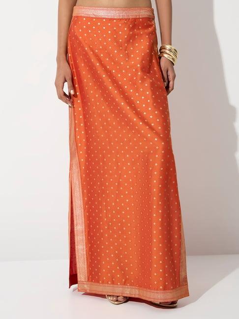 Vark by Westside Orange Printed Skirt