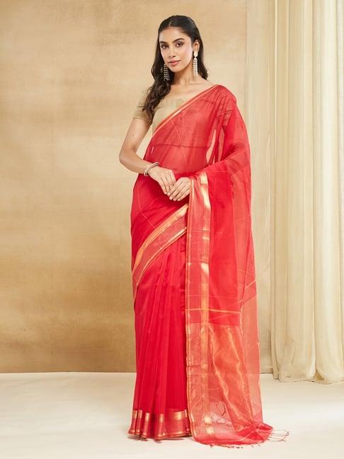 Fabindia Red Woven Design Saree