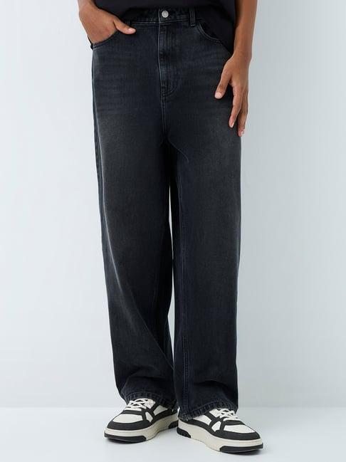 Nuon by Westside Charcoal Skater-Fit Mid-Rise Jeans