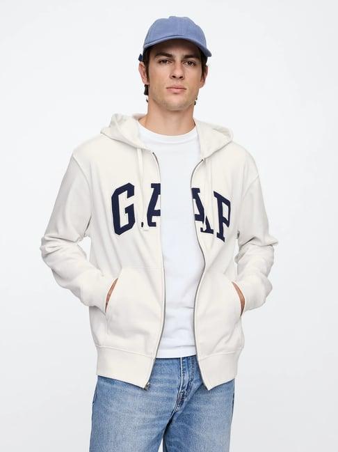 GAP White Regular Fit Printed Hoodie