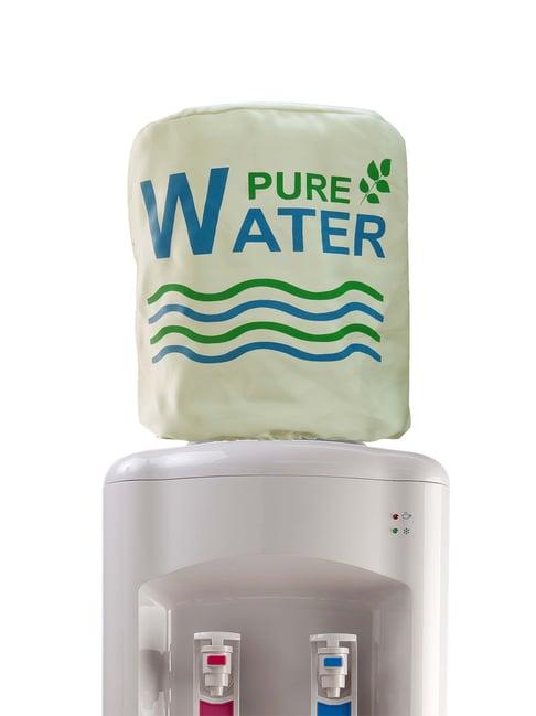 Swayam White & Blue Cotton 20 Litre Water Dispenser Bottle Cover - Set of 1