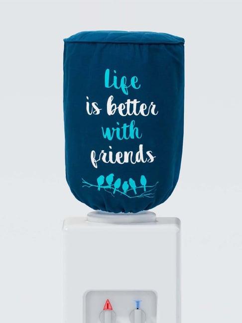 Swayam Navy Blue Cotton 20 Litre Water Dispenser Bottle Cover - Set of 1