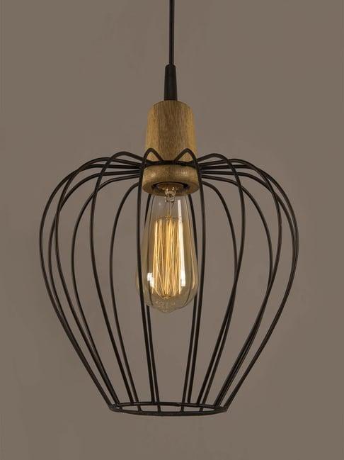 Homesake Black Wooden Chimney Cage Pendant Light - Set of 1 (Bulb not included)