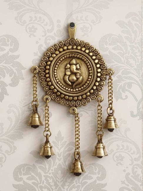 eCraftIndia Lord Ganesha Decorative Brass Wall Hanging with 5 Bells