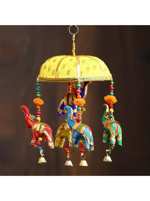 eCraftIndia Handcrafted Decorative Elephant Wall/Door/Window Hanging Bells