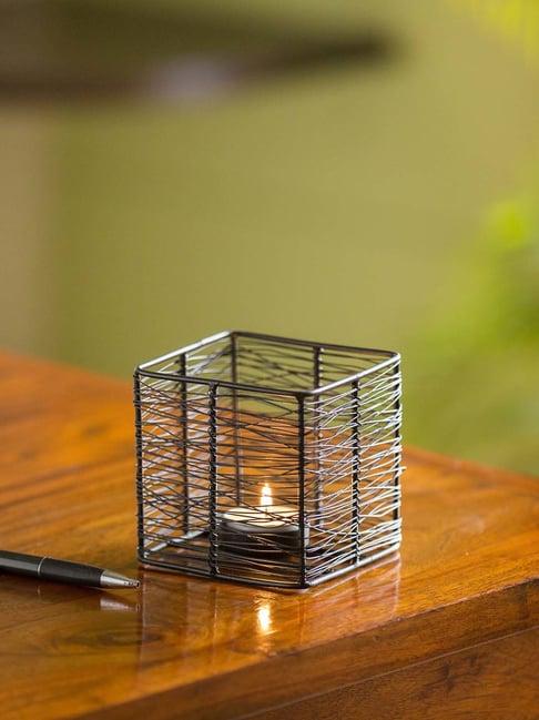 ExclusiveLane 'Glowing Mesh Cube' Handwired Table Tea-Light Holder In Iron
