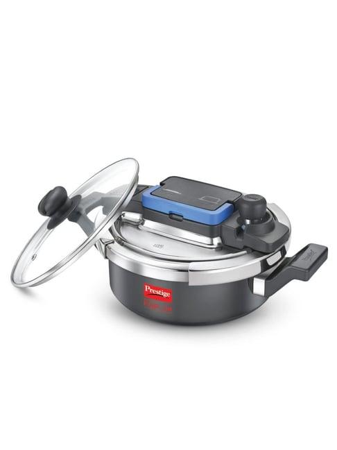 Prestige Svachh Flip-on Mini Black & Silver Stainless Steel Induction Bottom Pressure Cooker (2L)