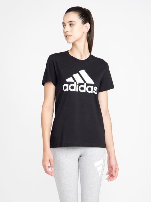 adidas Black Printed Cotton W BL T T-Shirt