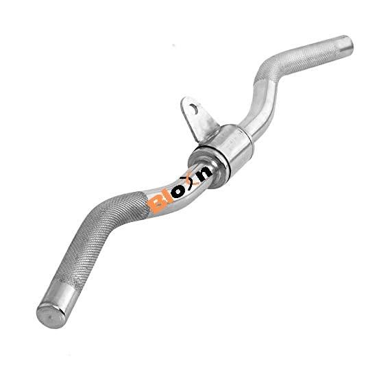 BLOXN Zig Zag Handle Without Grip (Solid) | Curl Bar | Curl Handle | Triceps/Biceps Exercise Multi-Training Bar (Silver)