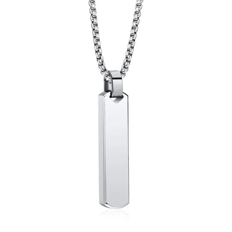 Fashion Frill Silver Chain For Men Stainless Steel Bar Pendant Silver Chain Pendant For Men Boys Love Gifts Mens Jewellery