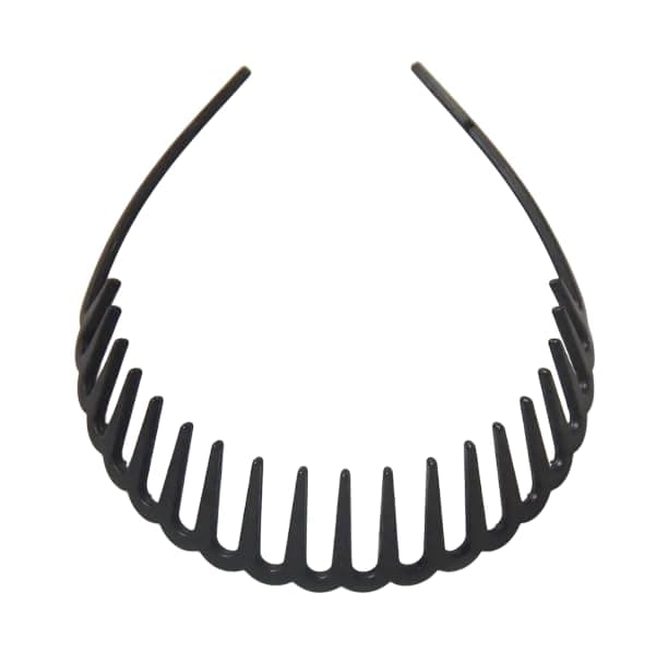 Seeotwo 2 Pieces Resin Hairband Shark Tooth Style Non-Slip Black Wave Sports Yoga Headband Fashion Adjustable Wavy Hair Hoop Band for Women, and Girls (Small)