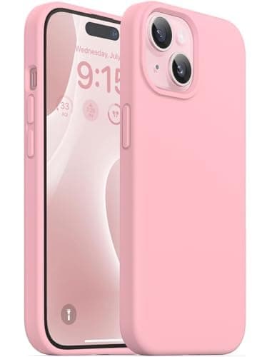 DIZORO Protective Case Compatible for iPhone 15 Case 6.1, Slim Liquid Silicone 3 Layers Full Covered Soft Gel Rubber Phone Case Protective Cover 6.1 Inch (Pink)