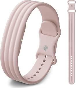 Techmount New Launch Super Soft Silicone Band Strap Compatible WIth Google Fitbit Air Band Sweatproof & Water Resistant Comfortable & Lightweight Breathable Sport Strap for Fit Bit Air Women Men, BABY PINK