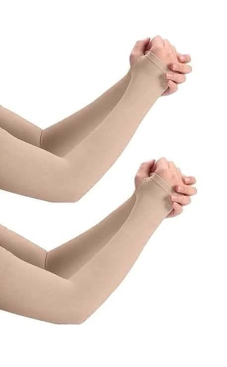 PURSUE FASHION Arm Sleeves for Men & Women UV Protection Hand Sleeves for Boys & Girls Sun Protection Sleeves for Women, Hand Cover for Bike Riding (Skin, 2 Pair)