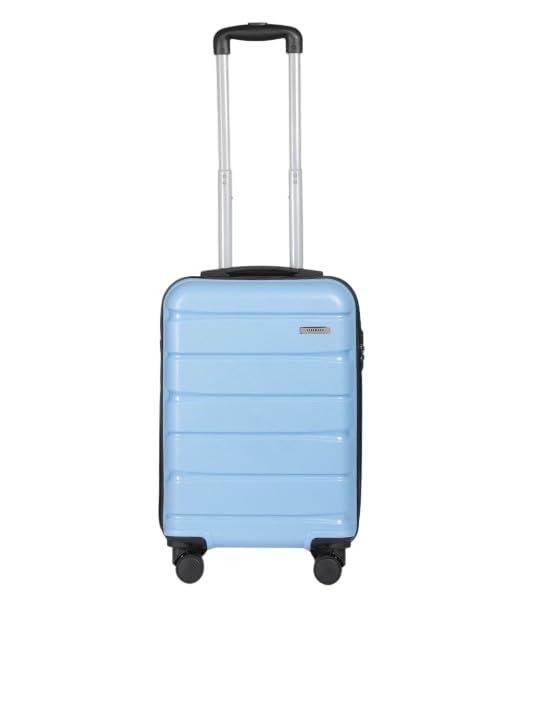 Teakwood Small Size 55 CM 8 Wheels Trolley Bag, Hard Cabin with Zipper Closure, Adjustable Push Button & Cross Side Strap, TSA Lock System 360 Degree (Small, Powder Blue)