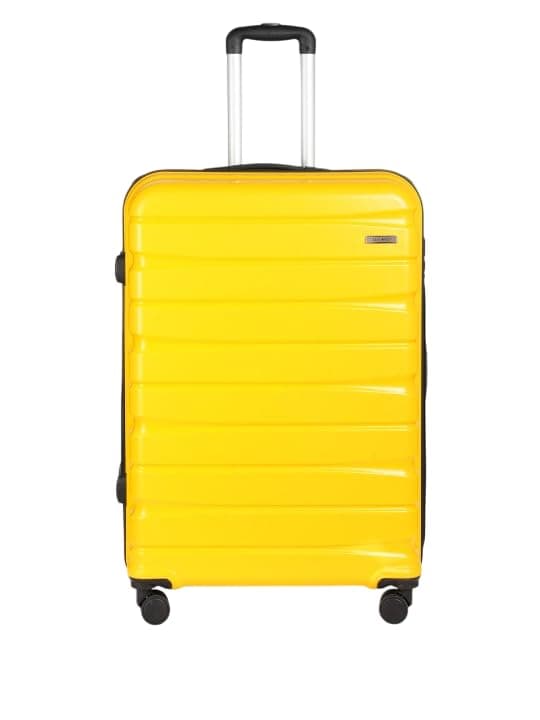 Teakwood Large Size 8 Wheel Trolley Bag, Hard Cabin with Zipper Closure, Adjustable Push Button & Cross Side Strap, TSA Lock System 360 Degree (Large, Yellow)