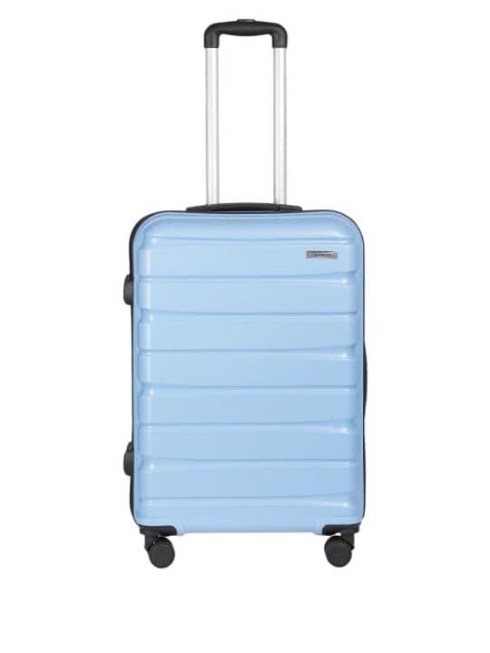 Teakwood Medium Cabin Size 8 Wheels Trolley Bag, Hard Cabin with Zipper Closure, Adjustable Push Button & Cross Side Strap, TSA Lock System 360 Degree (Medium, Powder Blue)