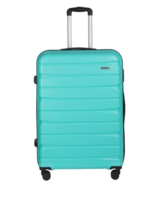 Teakwood Large 8 Wheels Trolley Bag, Hard Cabin with Zipper Closure, Adjustable Push Button & Cross Side Strap, TSA Lock System 360 Degree (Large, Aqua Green)