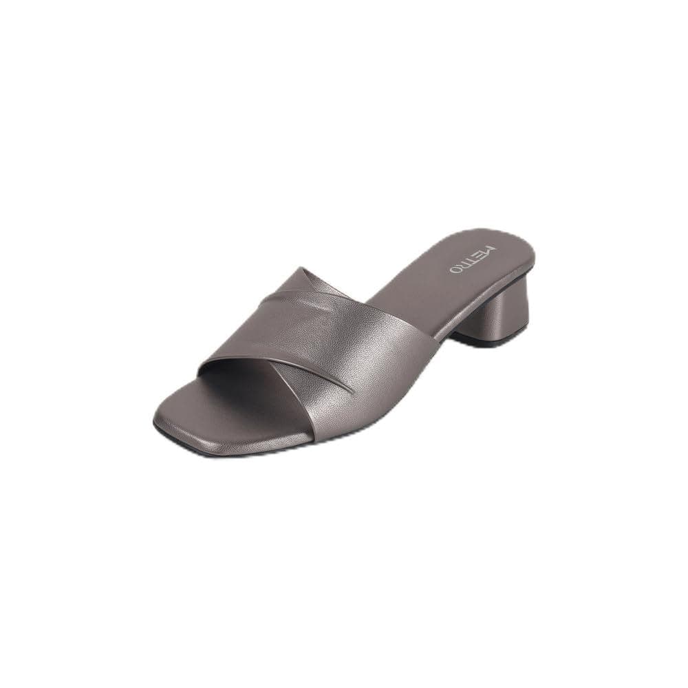 Metro Women's Grey Block Heel with Criss-Cross Straps UK/8 EU/41 (40-144)