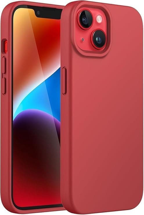 DIZORO Liquid Silicone Compatible for iPhone 14 Case Gel Rubber with Microfiber Lining Non-Slip Full Body Protective Shockproof Back Cover (Red, 6.1 inch)